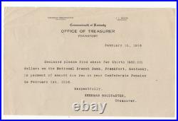 Original 1916 Frankfort Kentucky Confederate Soldier's Pension Letter -civil War
