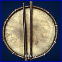 Original Antique Civil War Confederate Blockade Drum & Brass Handle Drumsticks