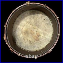 Original Antique Civil War Confederate Blockade Drum & Brass Handle Drumsticks