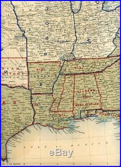 Original Antique Civil War Map UNION & CONFEDERATE BOUNDARIES December 31, 1861