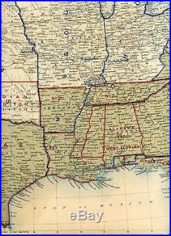 Original Antique Civil War Map UNION & CONFEDERATE BOUNDARIES of Dec 31, 1861