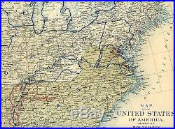 Original Antique Civil War Map UNION & CONFEDERATE BOUNDARIES of June 30, 1861