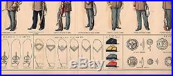 Original Antique Civil War Print UNION CONFEDERATE Uniform Swords Buttons Badges