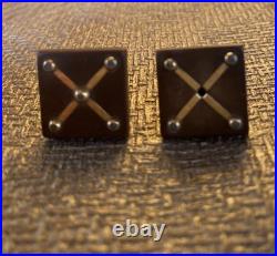 Original Civil War Confederate Cufflinks Rose Gold and Gutta Percha Antique