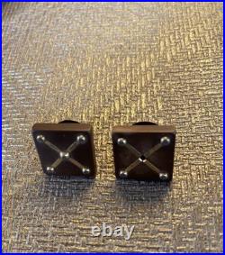 Original Civil War Confederate Cufflinks Rose Gold and Gutta Percha Antique