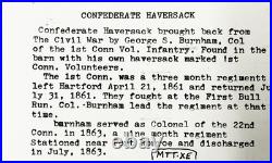 Original Civil War Confederate Haversack Bull Run Battlefield Pickup