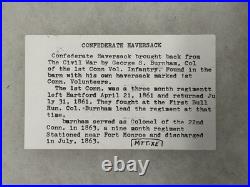 Original Civil War Confederate Haversack Bull Run Battlefield Pickup