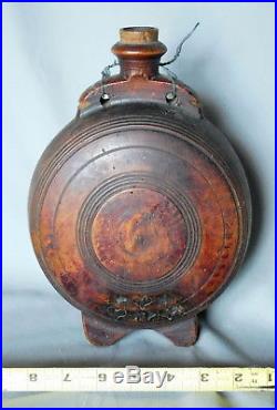 Original Civil War Confederate canteen wooden carved decorated wood bull's eye