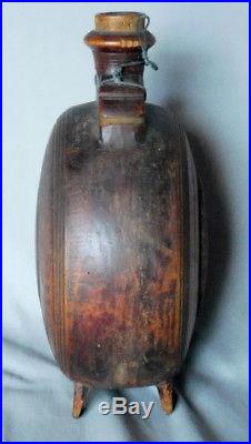 Original Civil War Confederate canteen wooden carved decorated wood bull's eye
