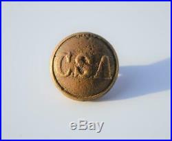 Original Civil War Solid Cast Confederate Coat Button C. S. A CSA