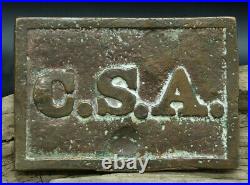 Original Csa Confederate CIVIL War Brass Belt Buckle Square (g3)