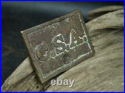 Original Csa Confederate CIVIL War Brass Belt Buckle Square (g3)