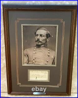 P G T Beauregard Signature Card July 1865 from New Orleans with Image in Frame