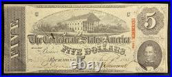 PCGS 63 T-60 1863 Confederate States $5 CSA Civil War Obsolete Banknote Currency