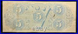 PCGS 63 T-60 1863 Confederate States $5 CSA Civil War Obsolete Banknote Currency