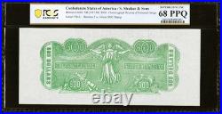 PCGS 68 SUPERB GEM, $500 Confederate States Chemicograph Banknote CSA Civil War