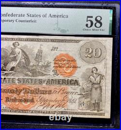 PMG 58 CT-19 $20 1861 Confederate States Civil War Contemporary Counterfeit Note