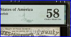 PMG 58 CT-20 $20 1861 Confederate States Civil War Contemporary Counterfeit Note