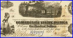 PMG 62. T-40 1862 Confederate States $100 Civil War Augusta GA Banknote Currency PMG 62. T-40 1862 Confederate States $100 Civil War Augusta GA Banknote Currency