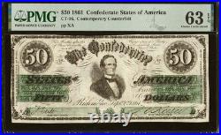 PMG 63 CT-16 $50 1861 Confederate States Civil War Contemporary Counterfeit Note