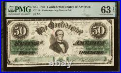 PMG 63 CT-16 $50 1861 Confederate States Civil War Contemporary Counterfeit Note