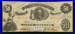 PMG 63. T-8 1861 Confederate States $50 Civil War Obsolete Banknote Currency