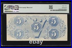 PMG CU 63. T-60 1863 Confederate States $5 Civil War Obsolete Banknote Currency