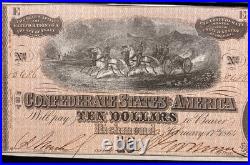 PMG ChUN63 T-68 $10 1864 Confederate States Civil War Obsolete Banknote Currency