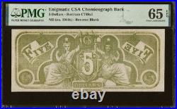 PMG GEMUNC 65 Confederate States $5 Chemicograph Banknote Civil War CSA Currency