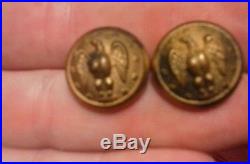 Pair Civil War Confederate Officer Staff coat buttons Eagle Design Treble Gilt