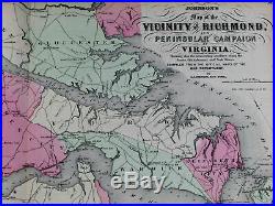 Peninsular Campaign Richmond Virginia Union Confederate army 1867 Civil War map