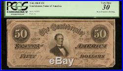 Poem On 1864 $50 Confederate States Currency CIVIL War Note Paper Money Pcgs 30