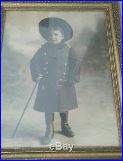 Post Civil War Confederate Union 19.5x23.5 Military Photo Portrait Little Boy