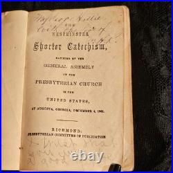 RARE 1862 Confederate Imprint Westminster Shorter Catechism Richmond Civil War