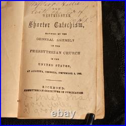 RARE 1862 Confederate Imprint Westminster Shorter Catechism Richmond Civil War