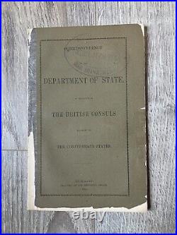 RARE 1863 CIVIL WAR Confederate War Dept REBEL ARCHIVES British Consuls CSA