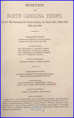 RARE 1882 Roster North Carolina Troops 1st/1st Moore V 1 CIVIL WAR CONFEDERATE