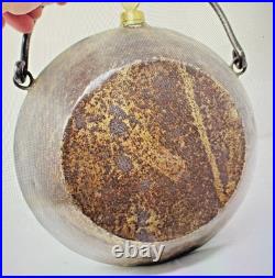 RARE ANTIQUE CIVIL WAR CONFEDERATE ARMY SIGNAL CORPS IRON FUEL CANTEEN WithHANDLE