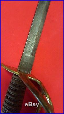 RARE Antique Civil War Confederate CSA Battle Sword Brass Leather 1800s 3 Foot