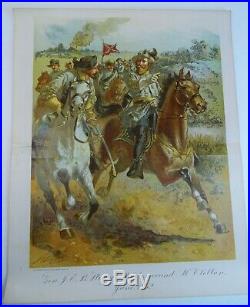 RARE Antique Litho Print JEB Stuart's Raid Confederate 1862 Civil War 1900