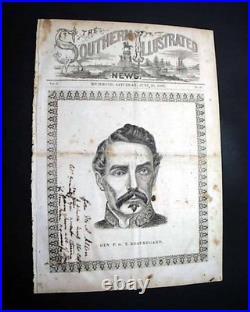 RARE Illustrated CONFEDERATE Civil War General P. G. T. Beauregard 1862 Original