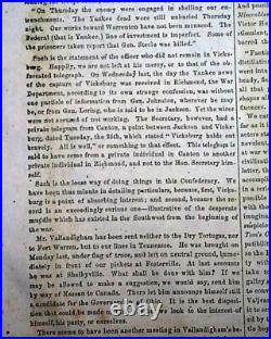 RARE Illustrated CONFEDERATE Civil War with Lawrence O'Bryan Branch 1863 Newspaper