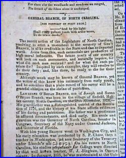 RARE Illustrated CONFEDERATE Civil War with Lawrence O'Bryan Branch 1863 Newspaper