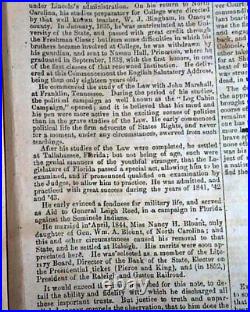 RARE Illustrated CONFEDERATE Civil War with Lawrence O'Bryan Branch 1863 Newspaper