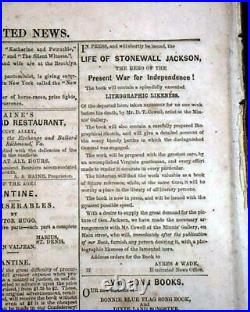 RARE Illustrated CONFEDERATE Civil War with Lawrence O'Bryan Branch 1863 Newspaper