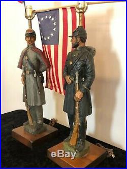 RARE LARGE CIVIL WAR CONFEDERATE, UNION, DUNNING INDUSTRIES 1971 LAMP Lot of 2