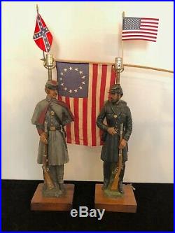 RARE LARGE CIVIL WAR CONFEDERATE, UNION, DUNNING INDUSTRIES 1971 LAMP Lot of 2