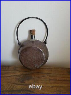 RARE SMALL TIN CONFEDERATE CIVIL WAR CAVALRY CANTEEN with BAIL HANDLE