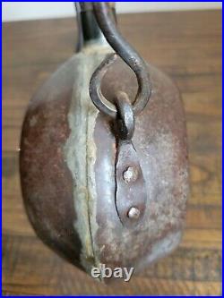 RARE SMALL TIN CONFEDERATE CIVIL WAR CAVALRY CANTEEN with BAIL HANDLE