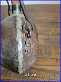 RARE SMALL TIN CONFEDERATE CIVIL WAR CAVALRY CANTEEN with BAIL HANDLE